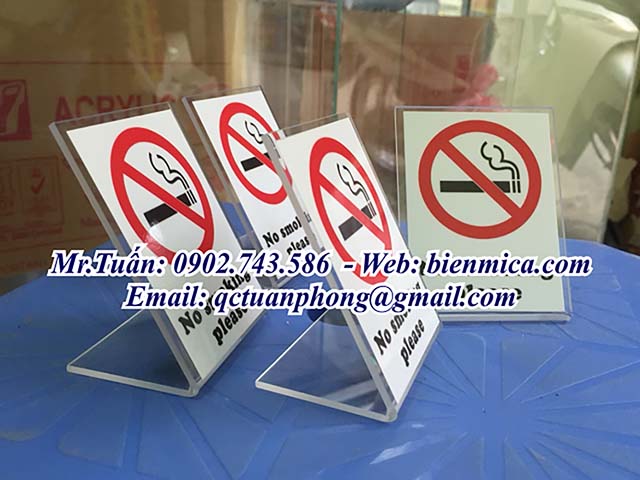 Biển Mica Cấm Hút Thuốc - Biển cấm Nosmoking - Biển cấm hút thuốc dùng cho khách sạn, nhà hàng