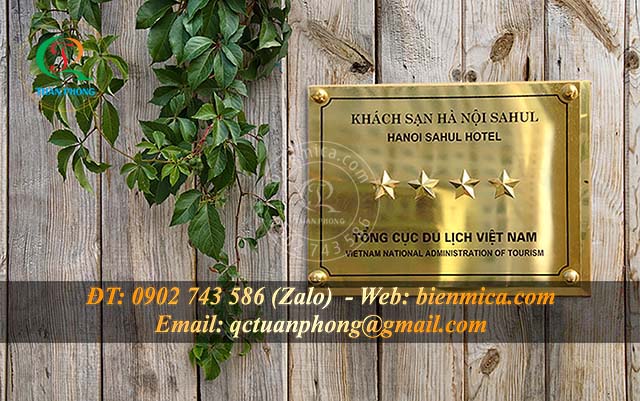 Biển hiệu khách sạn - Biển ngôi sao - Biển Inox Đồng Ăn Mòn - khắc chìm nội dung - Bảo hành 10 năm